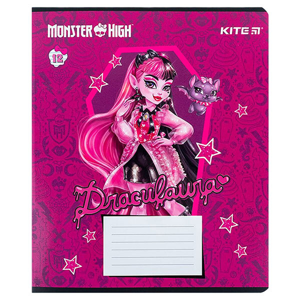 Зошит "Monster High", 12 арк., лінія, гібридний лак + УФ лак, Kite - № 5 Зошит "Monster High", 12 арк., лінія, гібридний лак + УФ лак, Kite - № 5