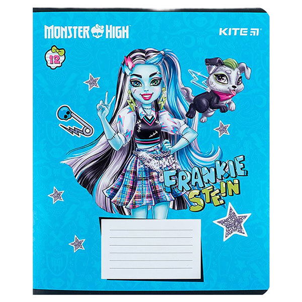 Зошит "Monster High", 12 арк., лінія, гібридний лак + УФ лак, Kite - № 7 Зошит "Monster High", 12 арк., лінія, гібридний лак + УФ лак, Kite - № 7