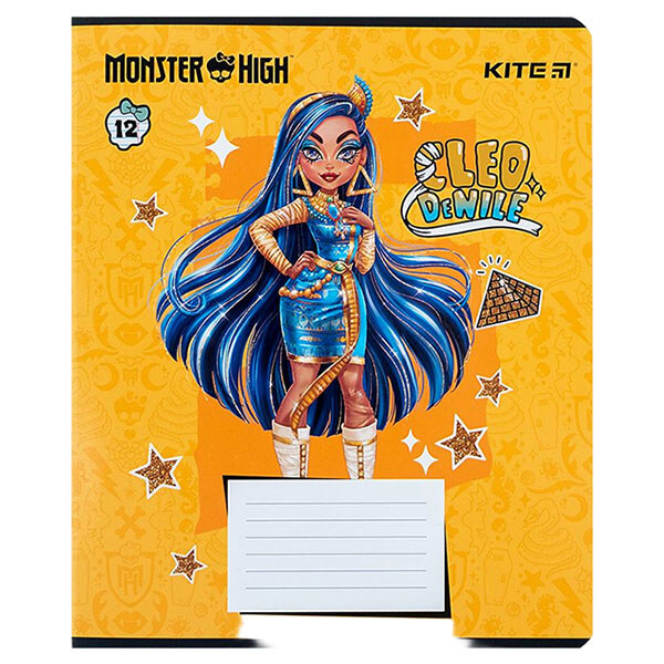 Зошит "Monster High", 12 арк., лінія, гібридний лак + УФ лак, Kite - № 9 Зошит "Monster High", 12 арк., лінія, гібридний лак + УФ лак, Kite - № 9