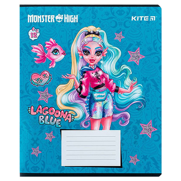Зошит "Monster High", 12 арк., лінія, гібридний лак + УФ лак, Kite - № 11 Зошит "Monster High", 12 арк., лінія, гібридний лак + УФ лак, Kite - № 11