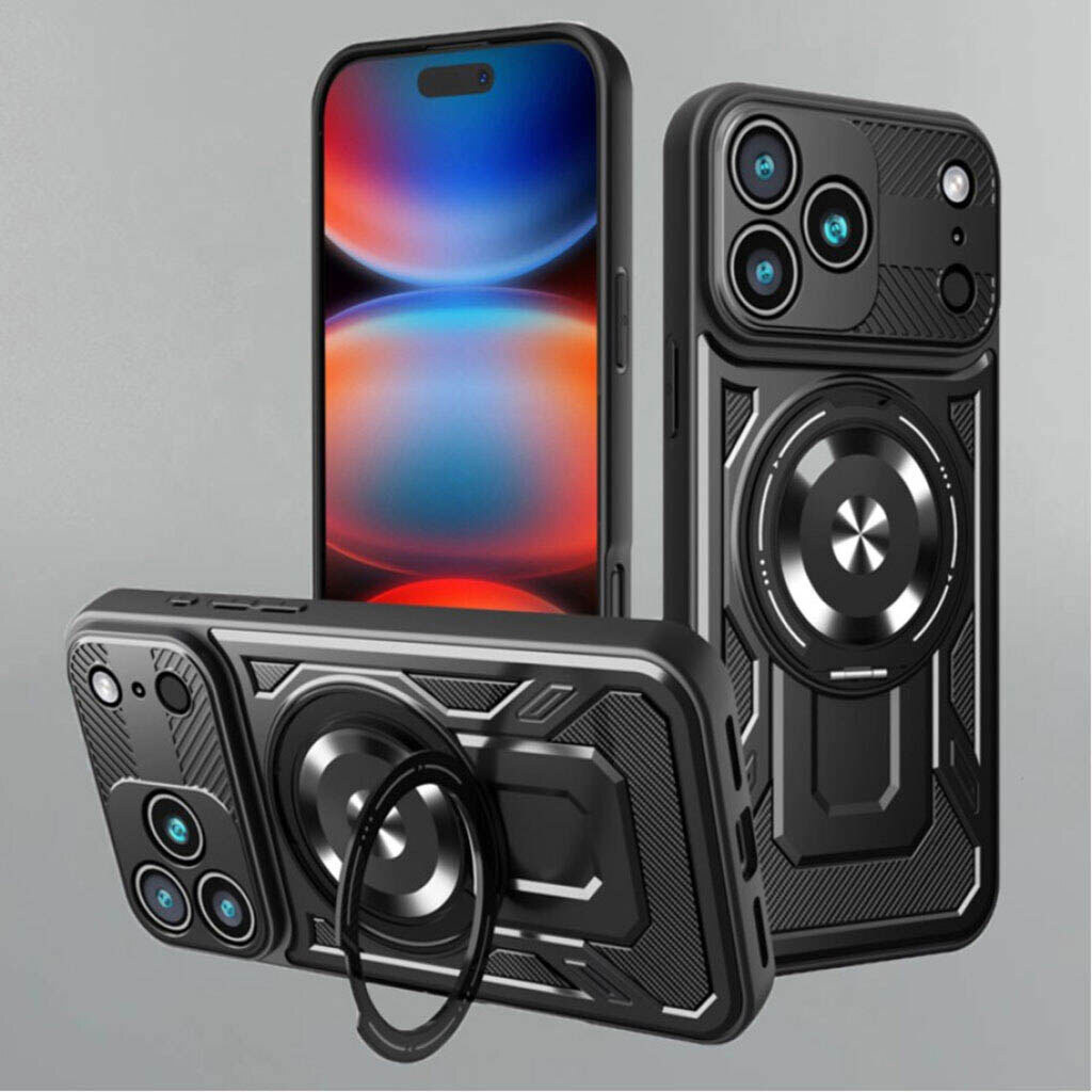 Чехол (накладка) Xiaomi Poco C81 / Redmi A7 Pro, Armor Rotating Magnetic, MagSafe, Черный - № 2 Чехол (накладка) Xiaomi Poco C81 / Redmi A7 Pro, Armor Rotating Magnetic, MagSafe, Черный - № 2