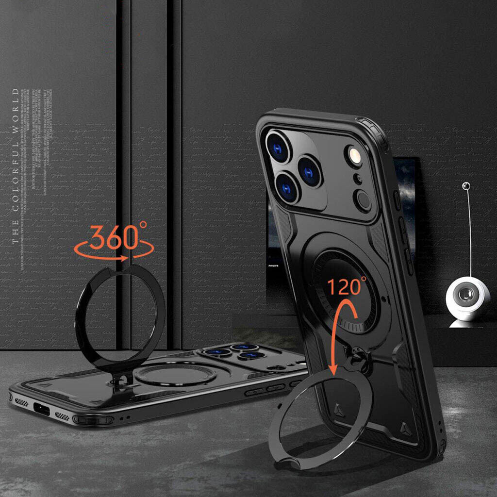 Чехол (накладка) Xiaomi Poco C81 / Redmi A7 Pro, Armor Rotating Magnetic, MagSafe, Черный - № 3 Чехол (накладка) Xiaomi Poco C81 / Redmi A7 Pro, Armor Rotating Magnetic, MagSafe, Черный - № 3