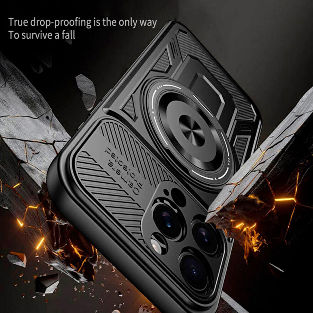 Чехол (накладка) Xiaomi Poco C81 / Redmi A7 Pro, Armor Rotating Magnetic, MagSafe, Черный - № 4 Чехол (накладка) Xiaomi Poco C81 / Redmi A7 Pro, Armor Rotating Magnetic, MagSafe, Черный - № 4