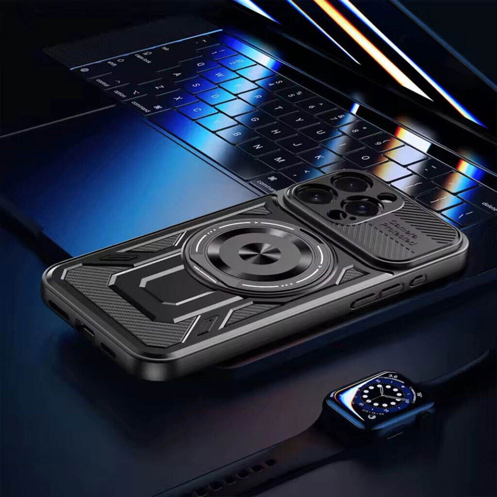 Чехол (накладка) Xiaomi Poco C81 / Redmi A7 Pro, Armor Rotating Magnetic, MagSafe, Черный - № 5 Чехол (накладка) Xiaomi Poco C81 / Redmi A7 Pro, Armor Rotating Magnetic, MagSafe, Черный - № 5