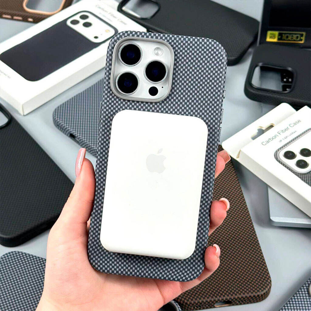 Чехол (накладка) Apple iPhone 17 Pro Max, Carbon Fiber Separate Camera, Серый - № 4 Чехол (накладка) Apple iPhone 17 Pro Max, Carbon Fiber Separate Camera, Серый - № 4
