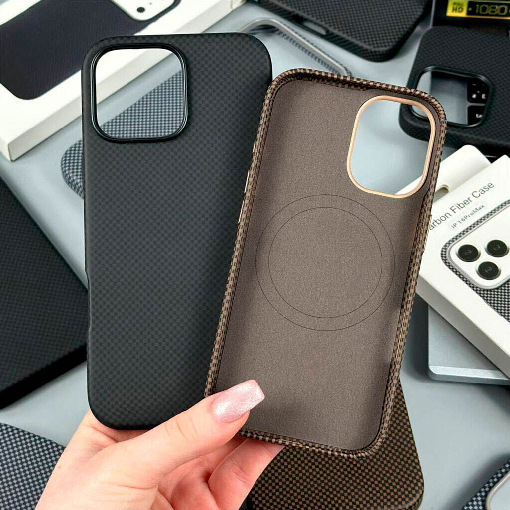 Чехол (накладка) Apple iPhone 17 Pro Max, Carbon Fiber Separate Camera, Серый - № 5 Чехол (накладка) Apple iPhone 17 Pro Max, Carbon Fiber Separate Camera, Серый - № 5