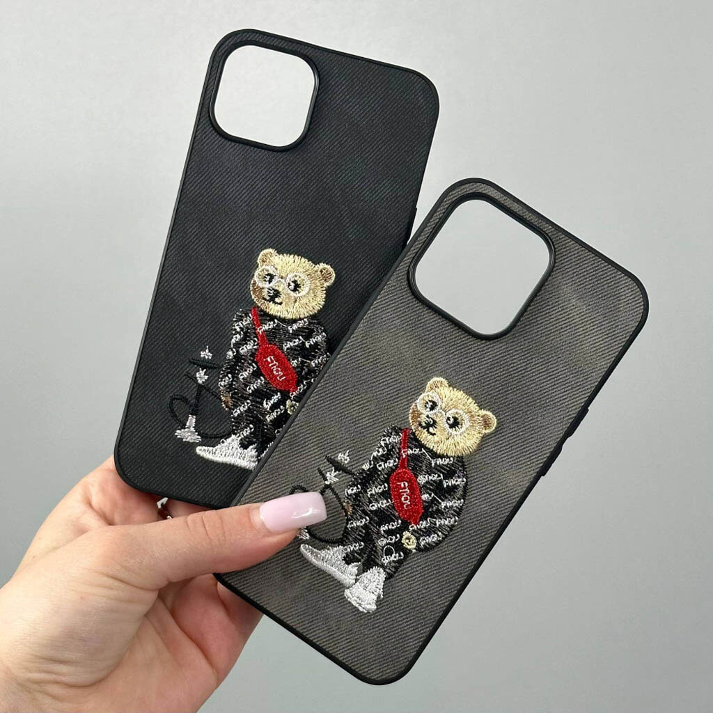 Чохол (накладка) Apple iPhone 13 Pro, Teddy Bear Embroidered, Bulldog Black, Малюнок - № 2 Чохол (накладка) Apple iPhone 13 Pro, Teddy Bear Embroidered, Bulldog Black, Малюнок - № 2