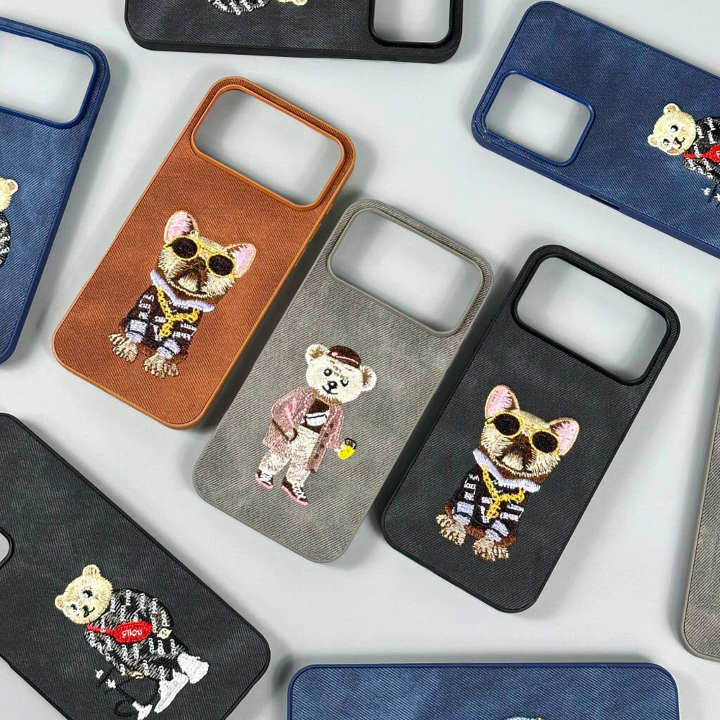 Чохол (накладка) Apple iPhone 13 Pro, Teddy Bear Embroidered, Urban Bear, Малюнок - № 6 Чохол (накладка) Apple iPhone 13 Pro, Teddy Bear Embroidered, Urban Bear, Малюнок - № 6