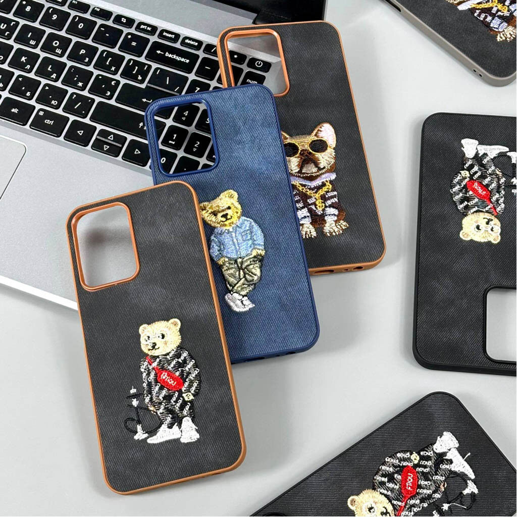 Чохол (накладка) Xiaomi Redmi 15A 5G, Teddy Bear Embroidered, Коричневий - № 6 Чохол (накладка) Xiaomi Redmi 15A 5G, Teddy Bear Embroidered, Коричневий - № 6