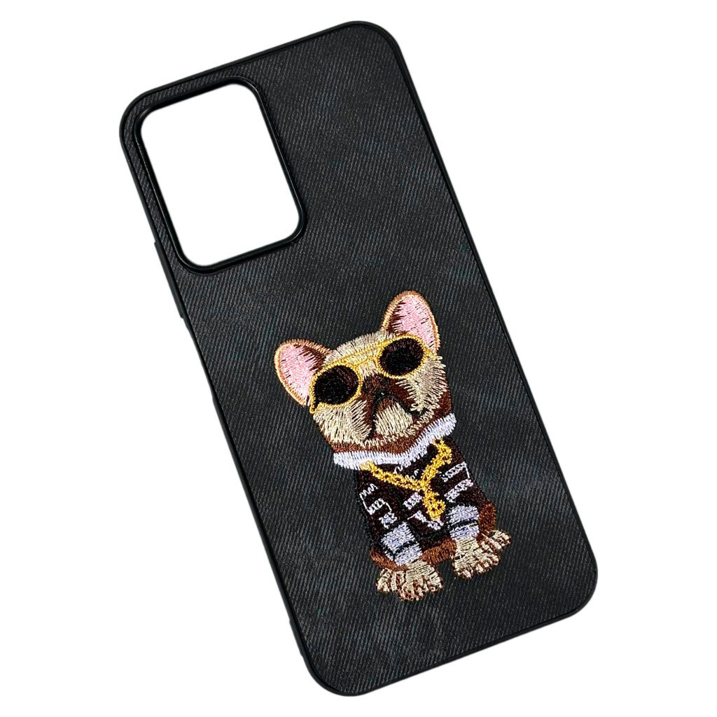 Чехол (накладка) Xiaomi Redmi 15A 5G, Teddy Bear Embroidered, Bulldog Black, Рисунок - № 1 Чехол (накладка) Xiaomi Redmi 15A 5G, Teddy Bear Embroidered, Bulldog Black, Рисунок - № 1