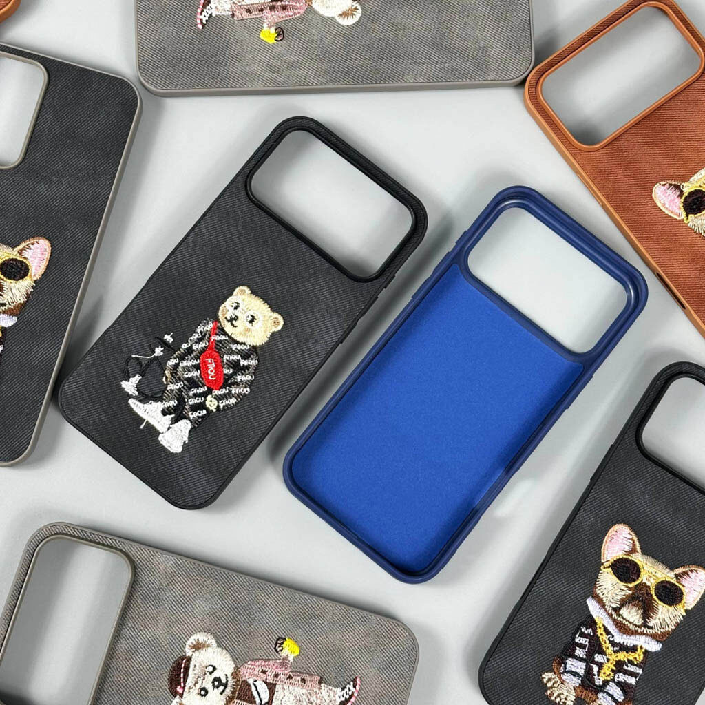 Чехол (накладка) Xiaomi Redmi 15A 5G, Teddy Bear Embroidered, Bulldog Black, Рисунок - № 2 Чехол (накладка) Xiaomi Redmi 15A 5G, Teddy Bear Embroidered, Bulldog Black, Рисунок - № 2