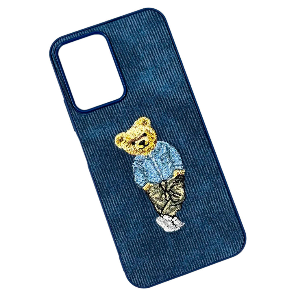 Чехол (накладка) Xiaomi Redmi 15A 5G, Teddy Bear Embroidered, Синий - № 1 Чехол (накладка) Xiaomi Redmi 15A 5G, Teddy Bear Embroidered, Синий - № 1