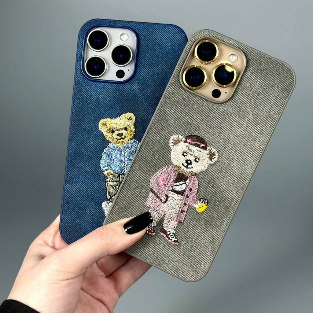 Чехол (накладка) Xiaomi Redmi 15A 5G, Teddy Bear Embroidered, Синий - № 3 Чехол (накладка) Xiaomi Redmi 15A 5G, Teddy Bear Embroidered, Синий - № 3