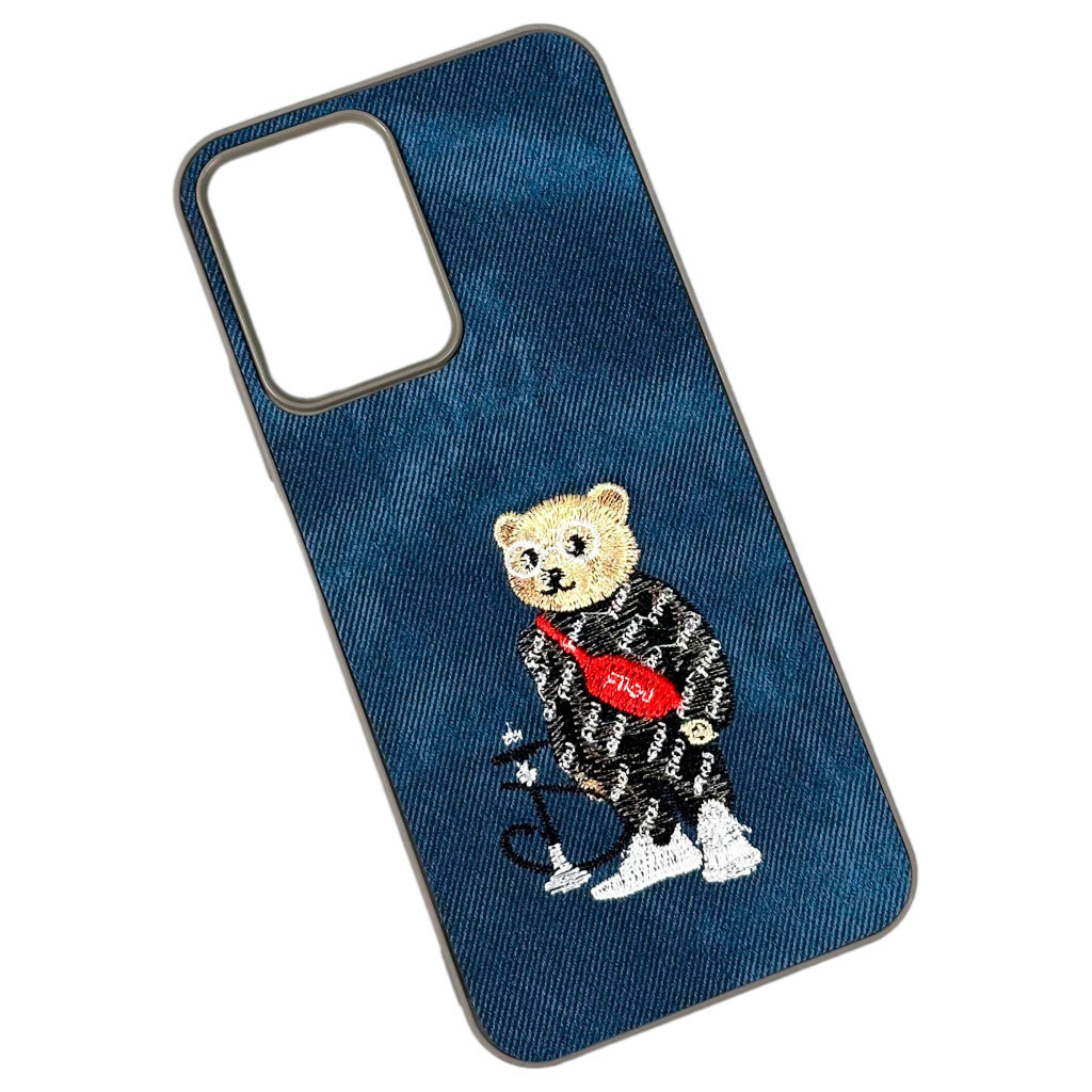 Чохол (накладка) Xiaomi Redmi 15A 5G, Teddy Bear Embroidered, Urban Bear Grey-Blue, Малюнок - № 1 Чохол (накладка) Xiaomi Redmi 15A 5G, Teddy Bear Embroidered, Urban Bear Grey-Blue, Малюнок - № 1