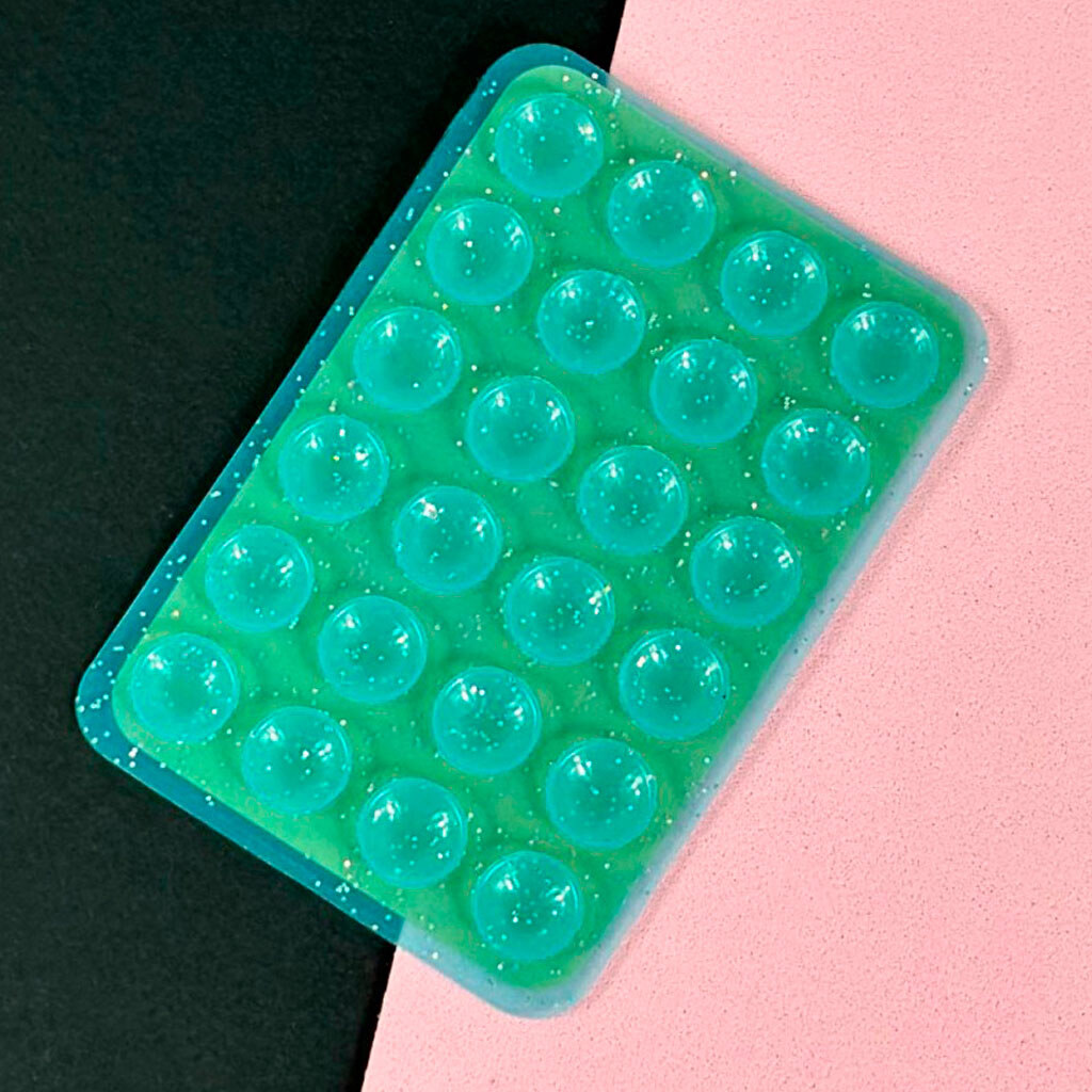Держатель-присоска Sticker Side Silicone Glitter, Бирюзовый - № 1 Держатель-присоска Sticker Side Silicone Glitter, Бирюзовый - № 1