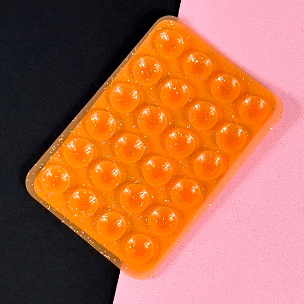 Держатель-присоска Sticker Side Silicone Glitter, Оранжевый - № 1 Держатель-присоска Sticker Side Silicone Glitter, Оранжевый - № 1