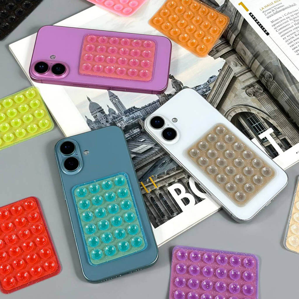 Держатель-присоска Sticker Side Silicone Glitter, Красный - № 4 Держатель-присоска Sticker Side Silicone Glitter, Красный - № 4
