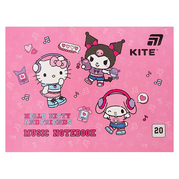 Зошит для нот серія "Hello Kitty", А5, 20 аркушів, Kite - № 1 Зошит для нот серія "Hello Kitty", А5, 20 аркушів, Kite - № 1