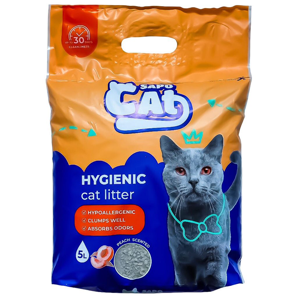 Наполнитель для кошачьего туалета гигиенический SapoCat "Персик", 4,2 кг - № 1 Наполнитель для кошачьего туалета гигиенический SapoCat "Персик", 4,2 кг - № 1