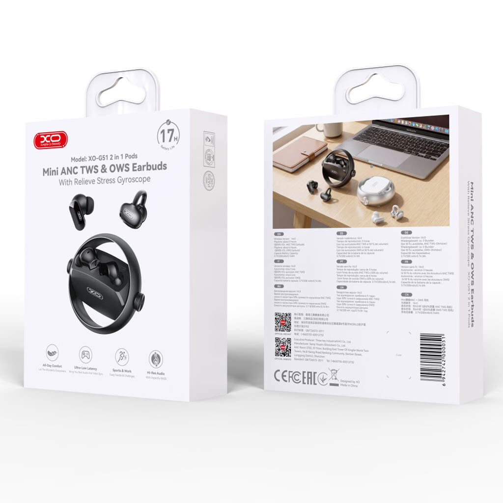 Bluetooth-гарнітура XO G51 Relieve Stress Gyroscope, Стерео, Чорний - № 7 Bluetooth-гарнітура XO G51 Relieve Stress Gyroscope, Стерео, Чорний - № 7