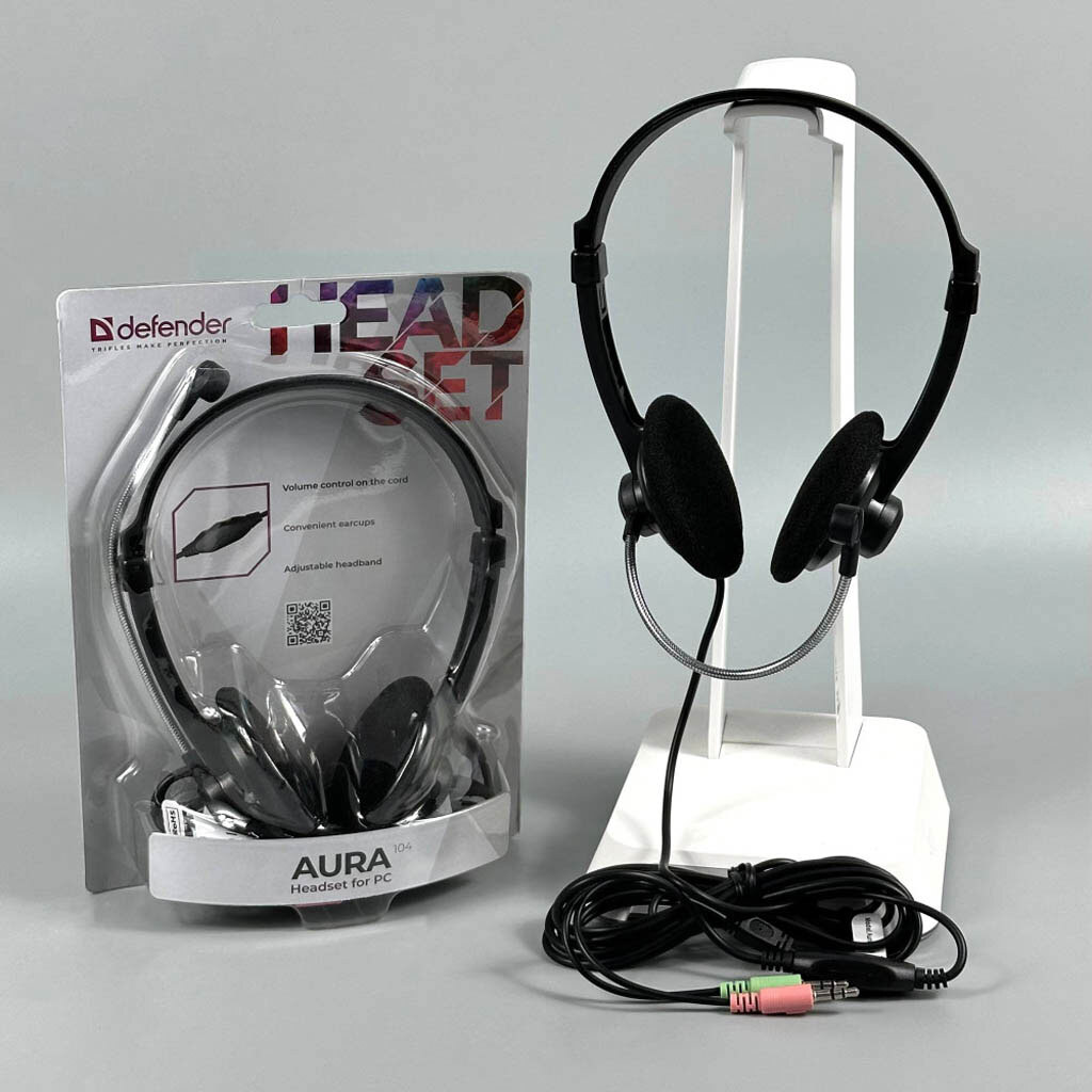 Наушники Defender Aura 104, С микрофоном, Черный - № 6 Наушники Defender Aura 104, С микрофоном, Черный - № 6