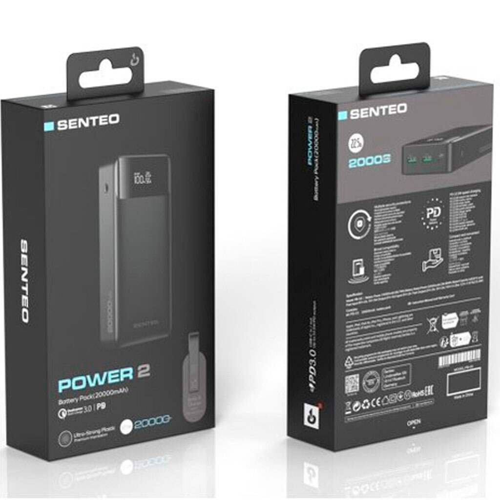 Портативная батарея (Power Bank) SENTEO Power 2 PB-03, 20000 mAh, Черный - № 2 Портативная батарея (Power Bank) SENTEO Power 2 PB-03, 20000 mAh, Черный - № 2