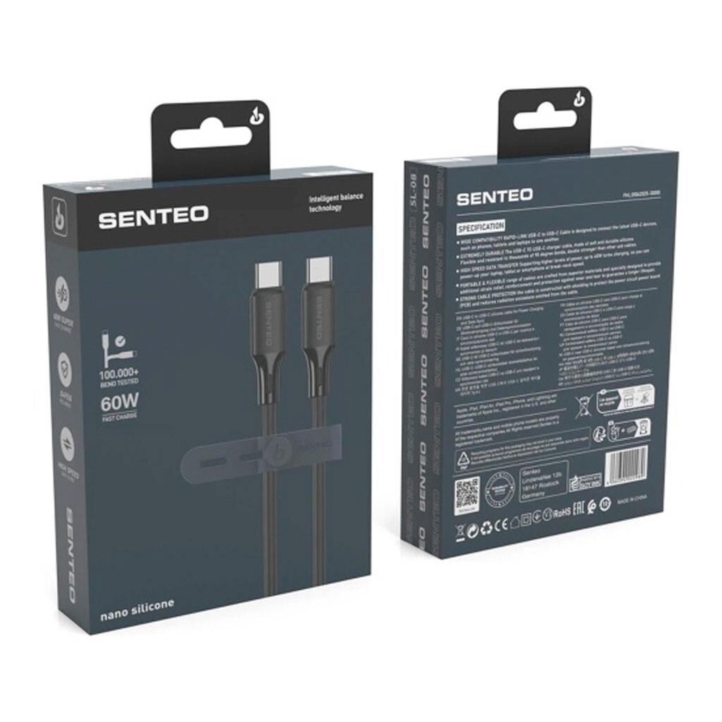 USB кабель SENTEO SL-08, Type-C, 1.0 м., Черный - № 2 USB кабель SENTEO SL-08, Type-C, 1.0 м., Черный - № 2