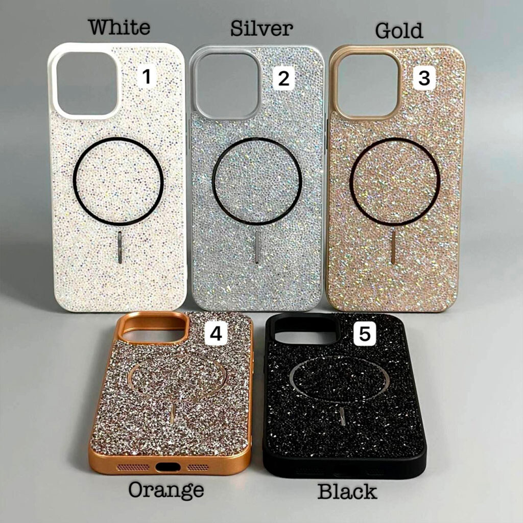 Чохол (накладка) Apple iPhone 15 Pro Max, Swarovski Diamonds, MagSafe, Помаранчевий - № 8 Чохол (накладка) Apple iPhone 15 Pro Max, Swarovski Diamonds, MagSafe, Помаранчевий - № 8