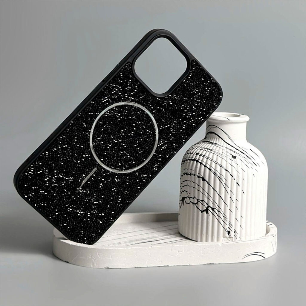 Чохол (накладка) Apple iPhone 17 Pro, Swarovski Diamonds, MagSafe, Light Silver, Срібний - № 4 Чохол (накладка) Apple iPhone 17 Pro, Swarovski Diamonds, MagSafe, Light Silver, Срібний - № 4