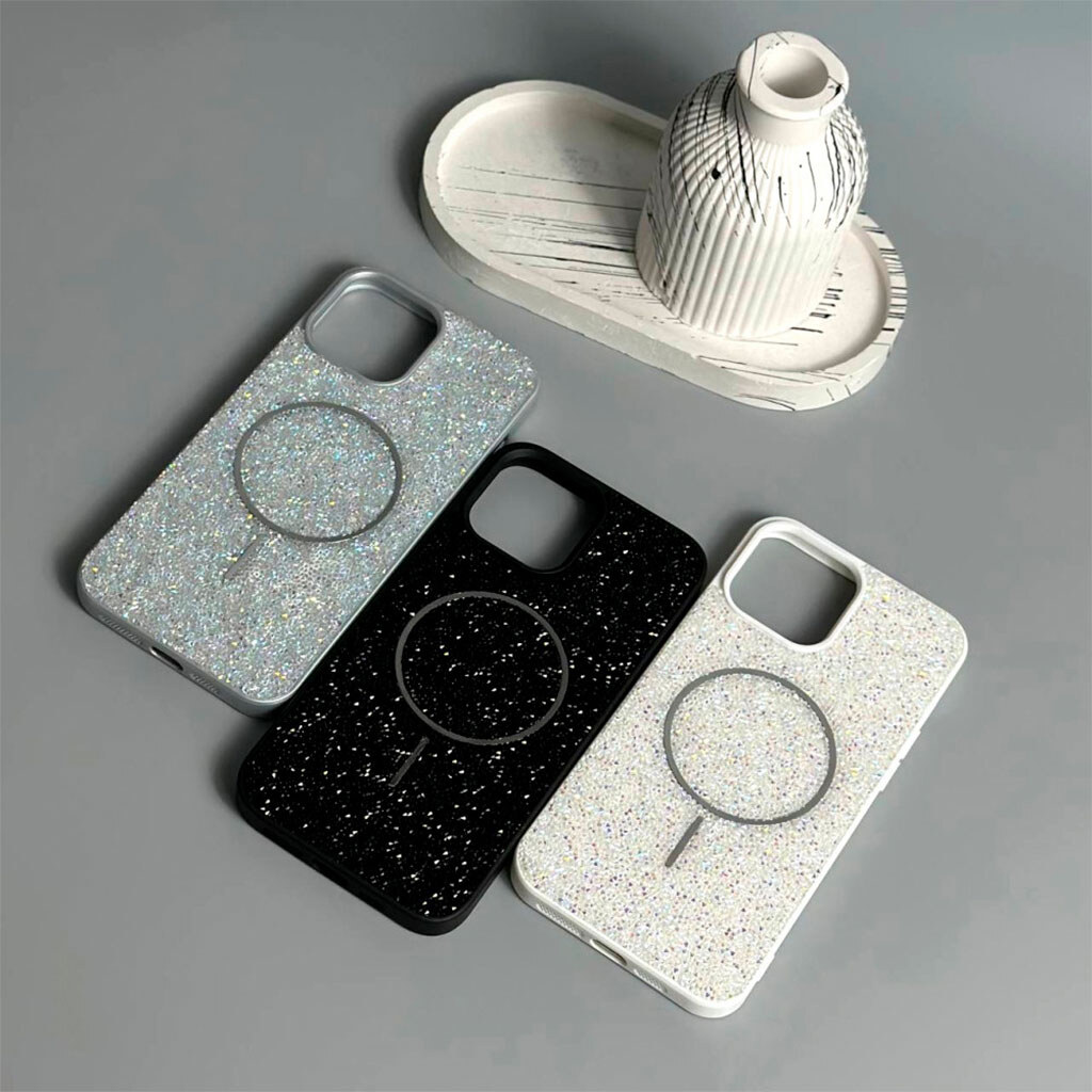 Чохол (накладка) Apple iPhone 17 Pro, Swarovski Diamonds, MagSafe, Light Silver, Срібний - № 5 Чохол (накладка) Apple iPhone 17 Pro, Swarovski Diamonds, MagSafe, Light Silver, Срібний - № 5