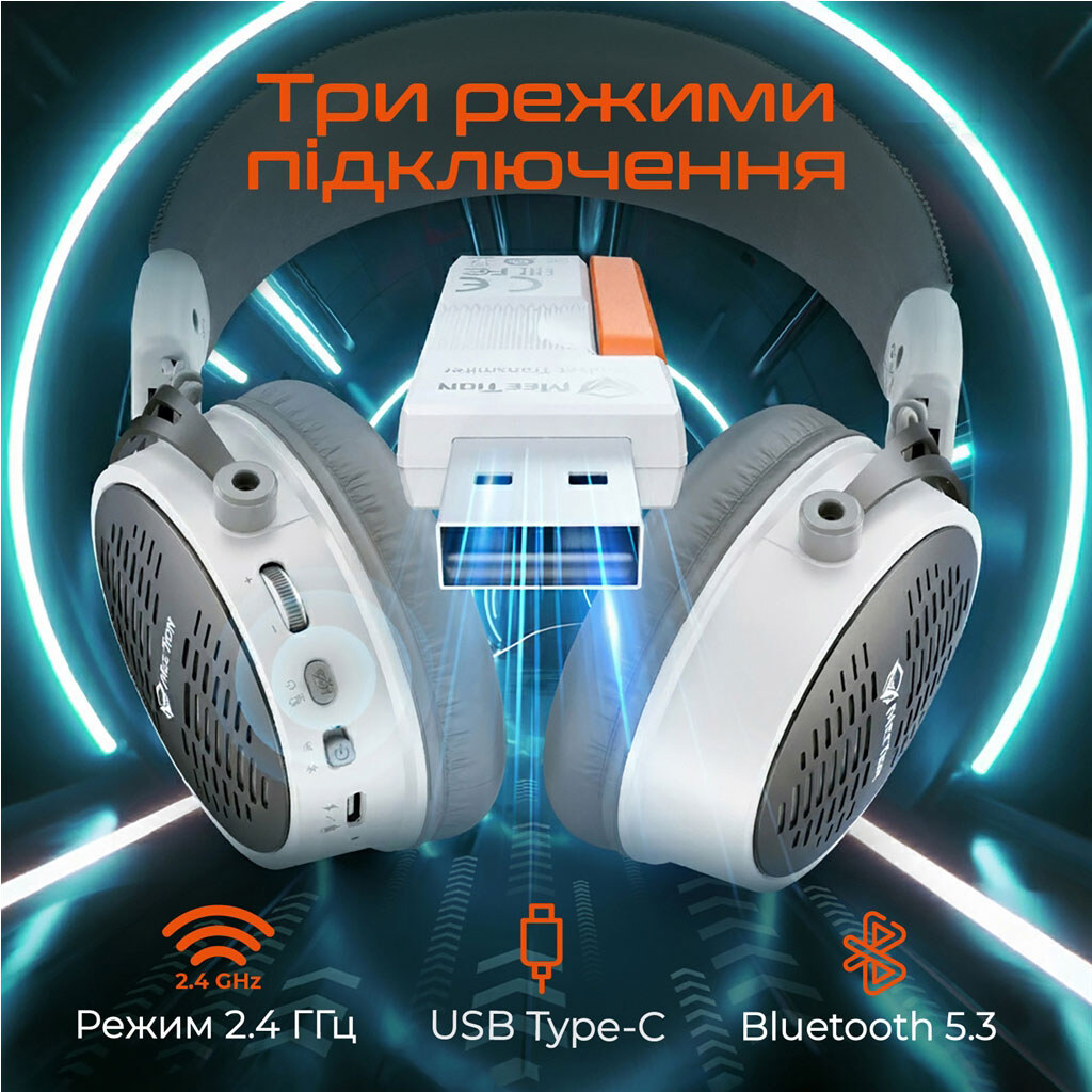 Bluetooth-гарнітура Meetion MT-BTH013-B, З мікрофоном, Стерео, Сірий - № 3 Bluetooth-гарнітура Meetion MT-BTH013-B, З мікрофоном, Стерео, Сірий - № 3