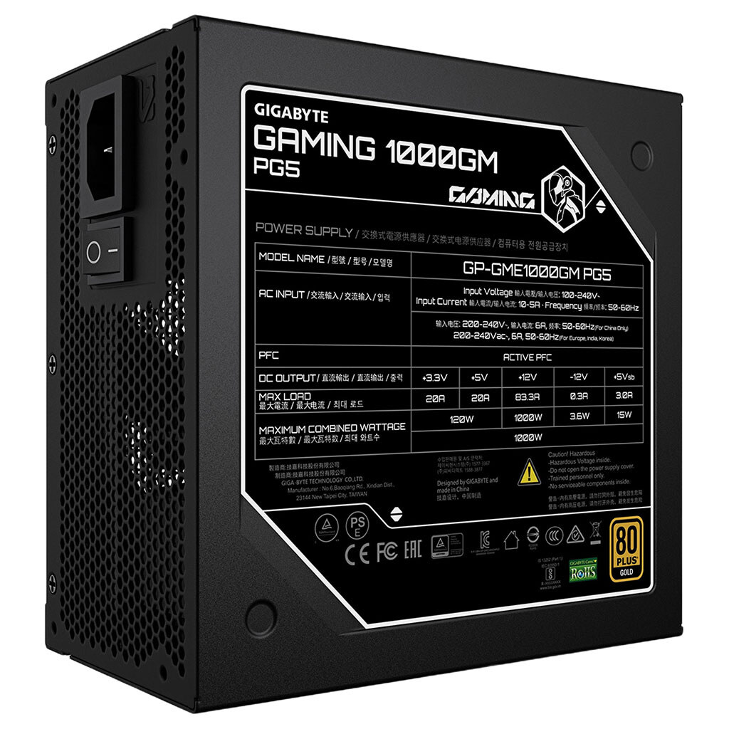 Блок живлення для корпусів Gigabyte Gaming 1000GM PG5, Чорний - № 2 Блок живлення для корпусів Gigabyte Gaming 1000GM PG5, Чорний - № 2