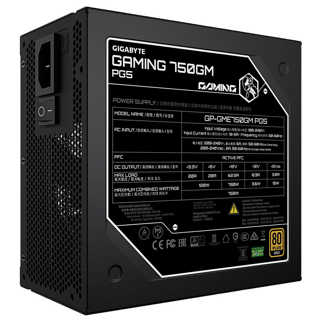 Блок живлення для корпусів Gigabyte Gaming 750GM PG5, Чорний - № 4 Блок живлення для корпусів Gigabyte Gaming 750GM PG5, Чорний - № 4