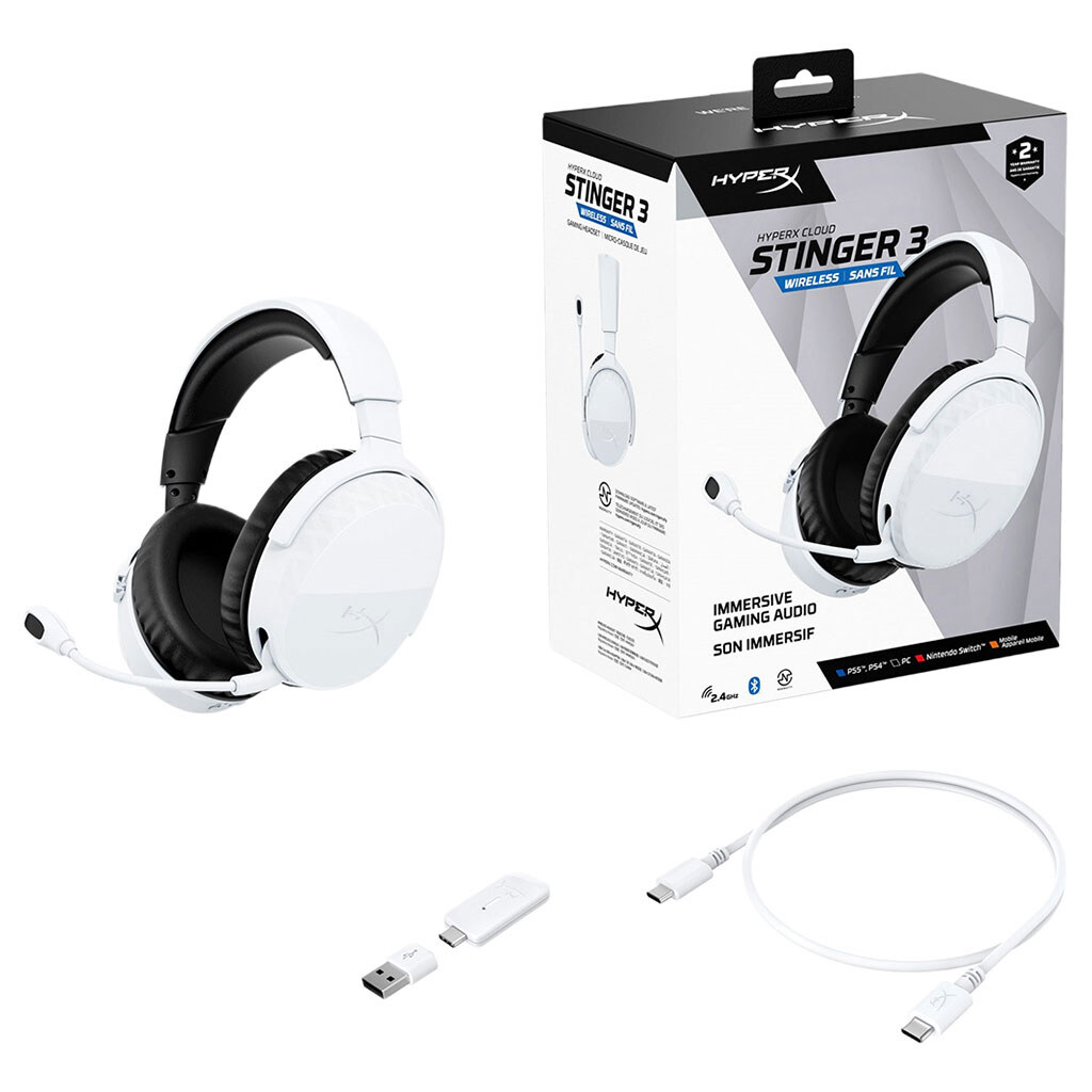 Навушники HyperX Cloud Stinger 3, З мікрофоном, Білий - № 8 Навушники HyperX Cloud Stinger 3, З мікрофоном, Білий - № 8