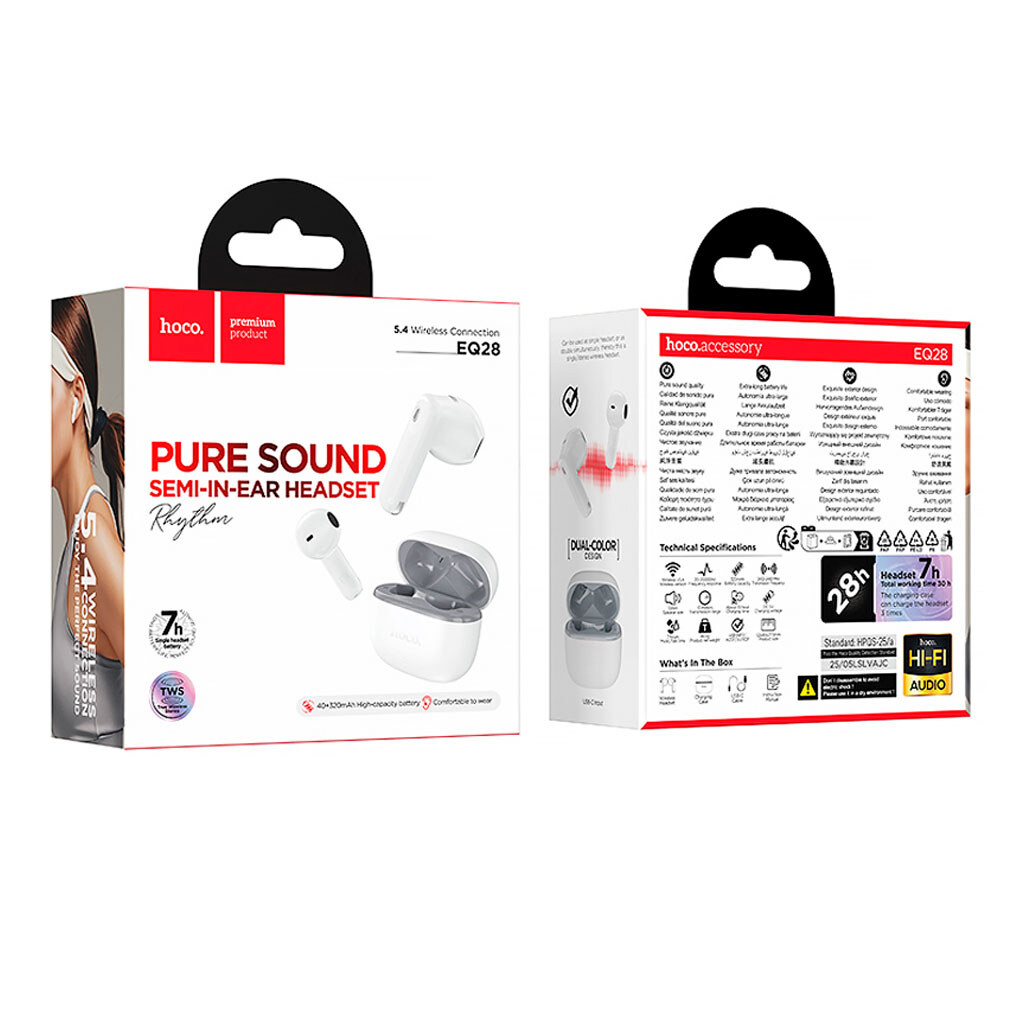 Bluetooth-гарнітура Hoco EQ28 Bird, Стерео, Білий - № 3 Bluetooth-гарнітура Hoco EQ28 Bird, Стерео, Білий - № 3