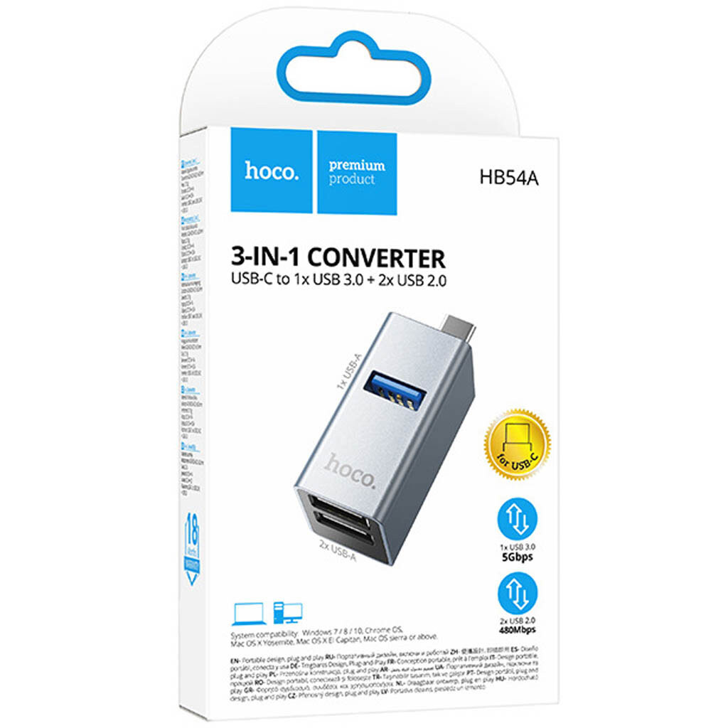 USB Hub Hoco HB54A, Серый - № 5 USB Hub Hoco HB54A, Серый - № 5
