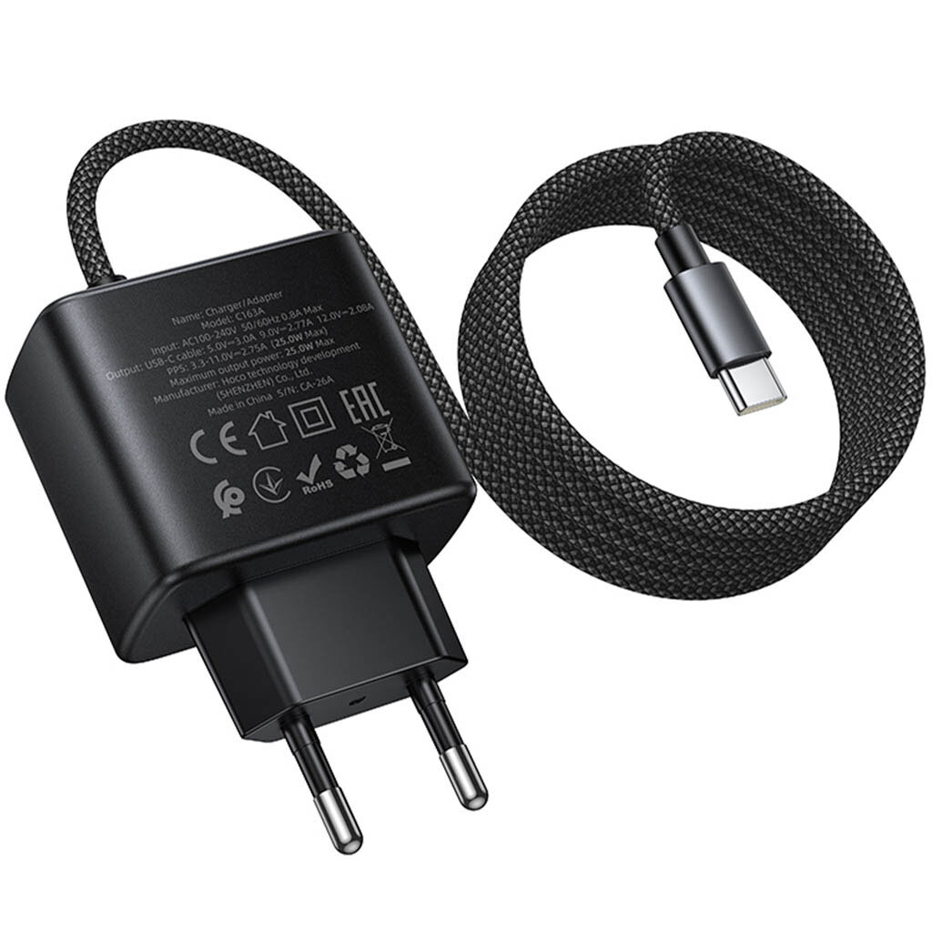 СЗУ Hoco C163A New, С кабелем, Type-C, Черный - № 2 СЗУ Hoco C163A New, С кабелем, Type-C, Черный - № 2