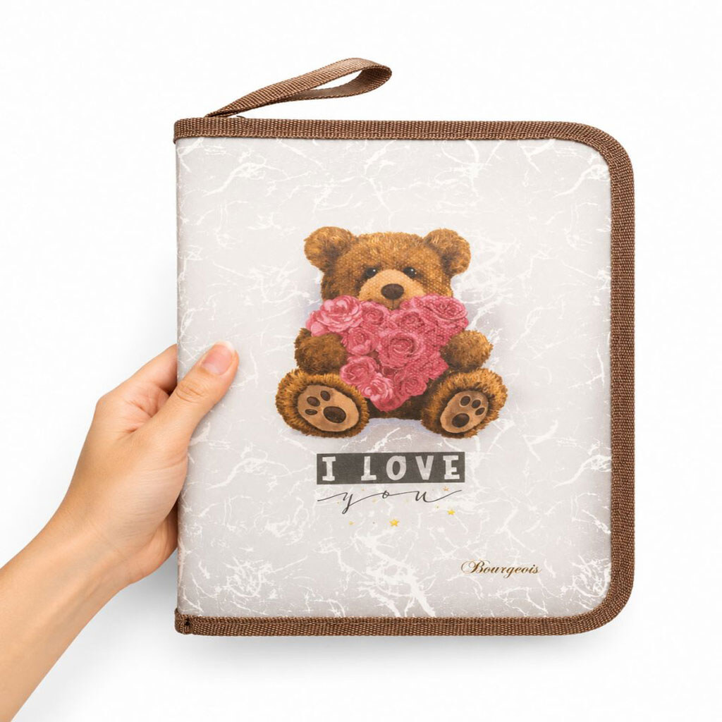Папка на молнии "Мишка с сердцем", B5+, 20x27,5x2см, 400мкм диз., Mic - № 3 Папка на молнии "Мишка с сердцем", B5+, 20x27,5x2см, 400мкм диз., Mic - № 3