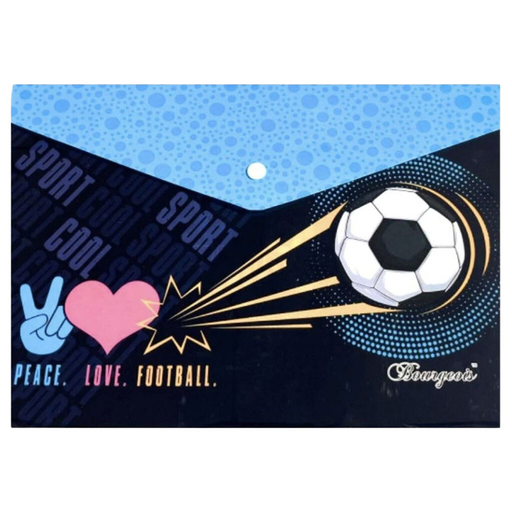 Папка с кнопкой "Peace.Love.Football", А4+, Mic - № 1 Папка с кнопкой "Peace.Love.Football", А4+, Mic - № 1