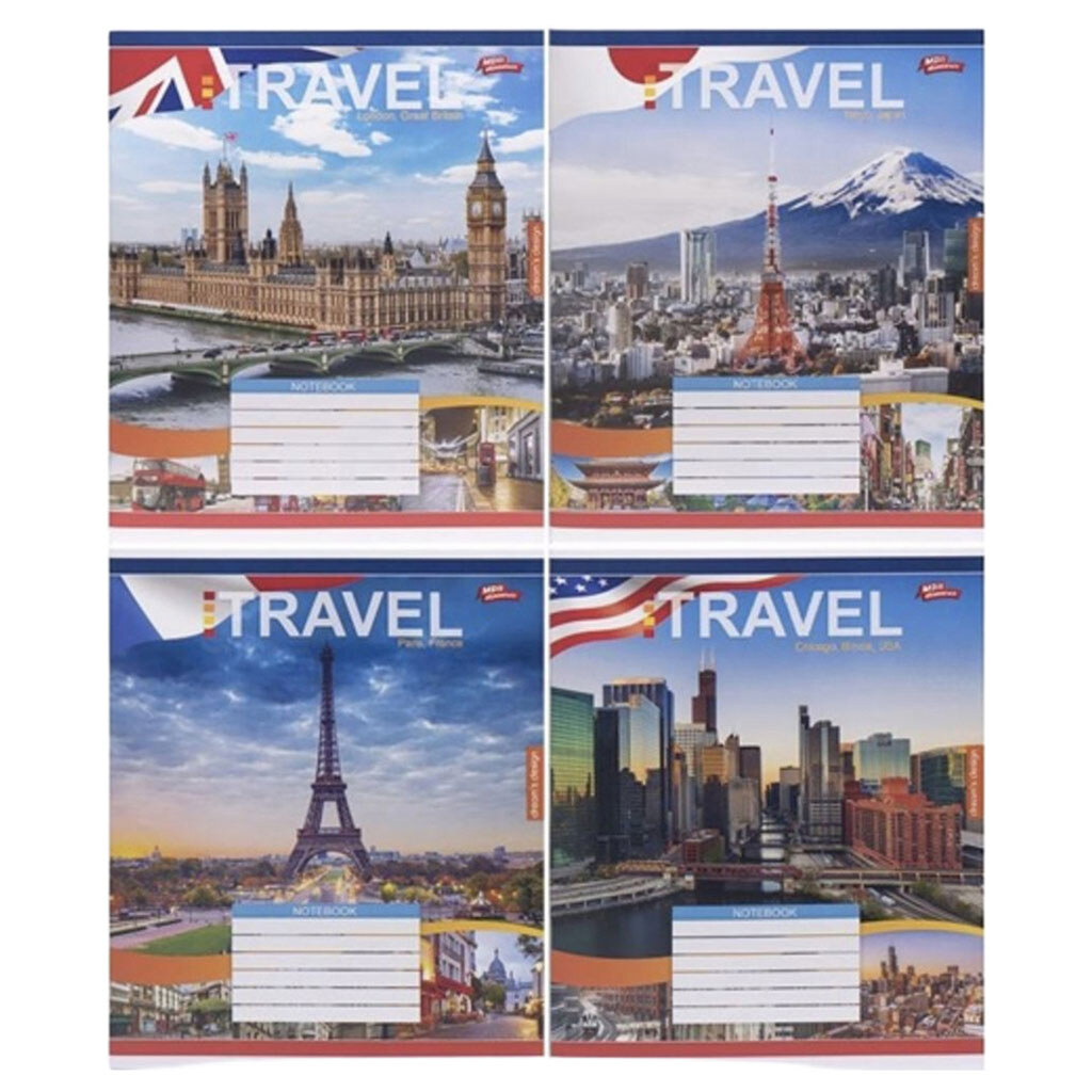 Зошит "TRAVEL", 24 листи, в клітку, Мрії Збуваються - № 4 Зошит "TRAVEL", 24 листи, в клітку, Мрії Збуваються - № 4