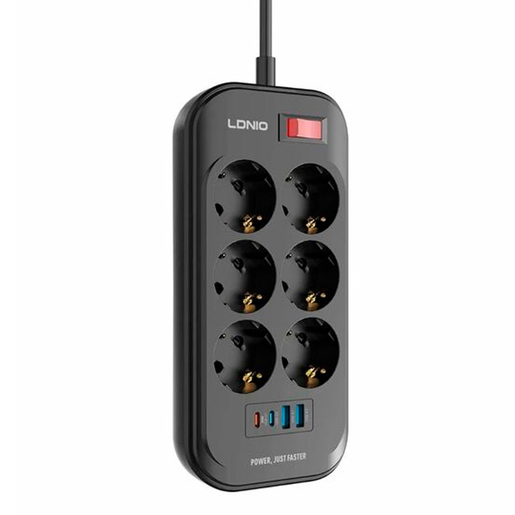 Мережевий фільтр подовжувач LDNIO SE6403C, 2.0 м., Чорний - № 2 Мережевий фільтр подовжувач LDNIO SE6403C, 2.0 м., Чорний - № 2