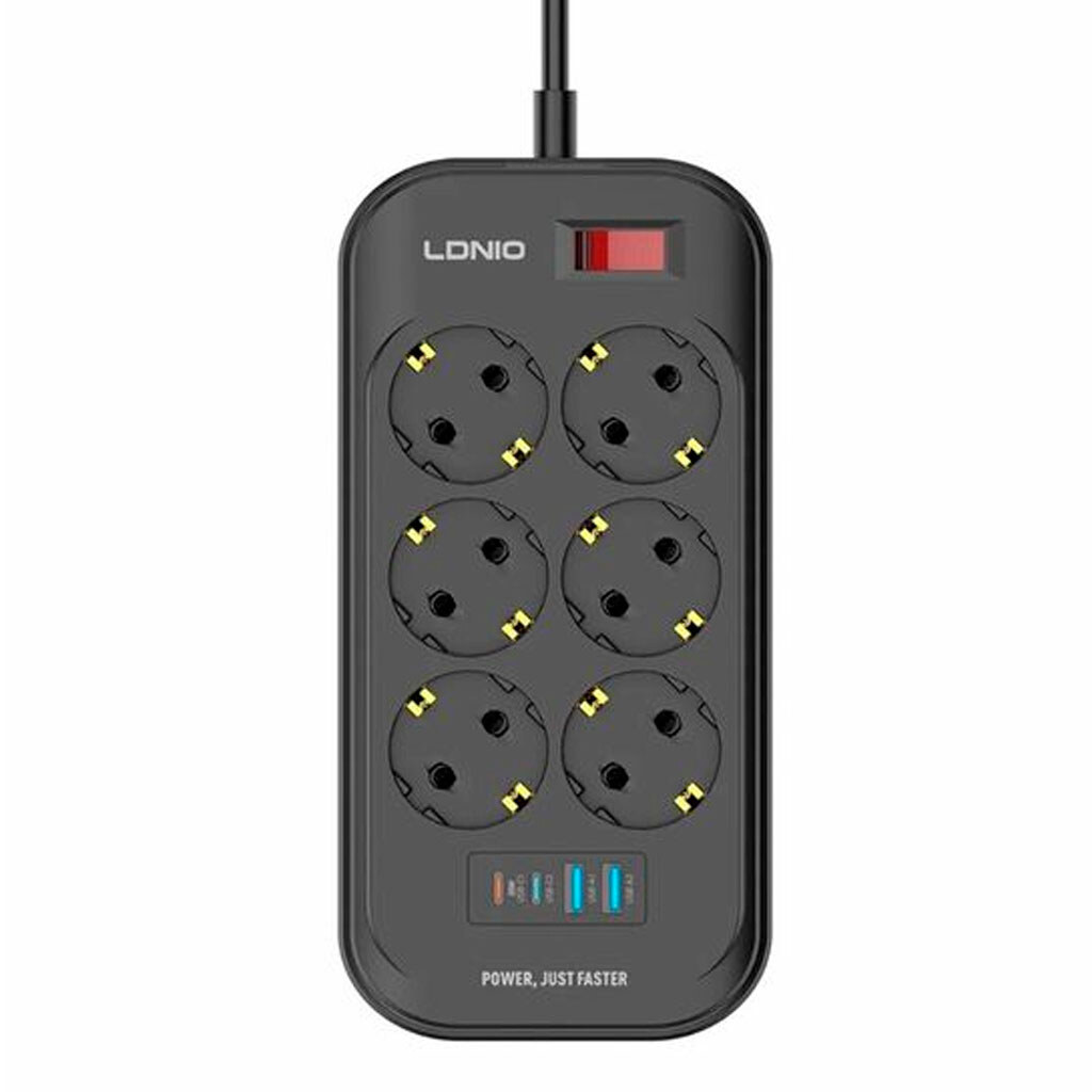 Мережевий фільтр подовжувач LDNIO SE6403C, 2.0 м., Чорний - № 3 Мережевий фільтр подовжувач LDNIO SE6403C, 2.0 м., Чорний - № 3