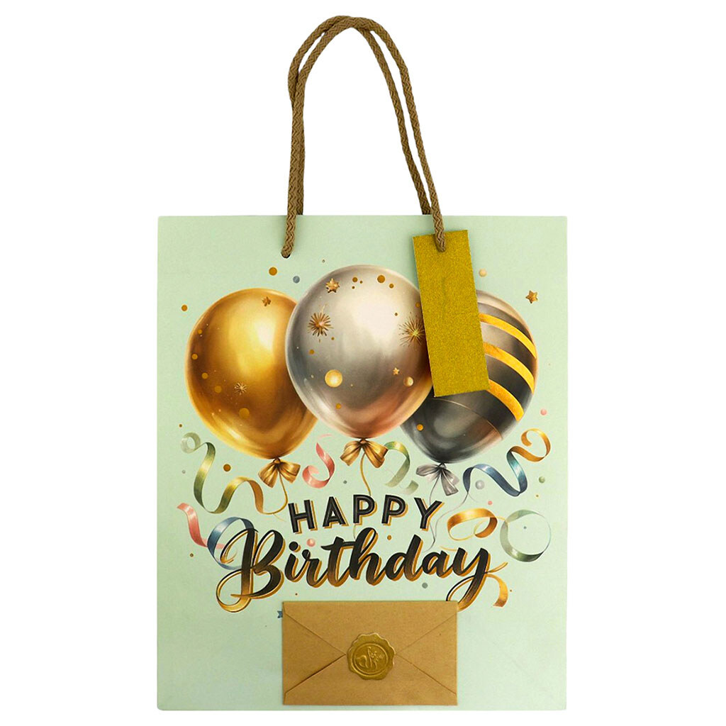 Пакет подарочный бумажный "Happy Birthday", 26х32х12,5 см - № 1 Пакет подарочный бумажный "Happy Birthday", 26х32х12,5 см - № 1