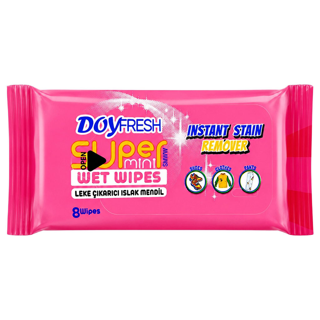 Серветки вологі для виведення плям DOYFRESH, міні, 8 шт/уп. - № 1 Серветки вологі для виведення плям DOYFRESH, міні, 8 шт/уп. - № 1