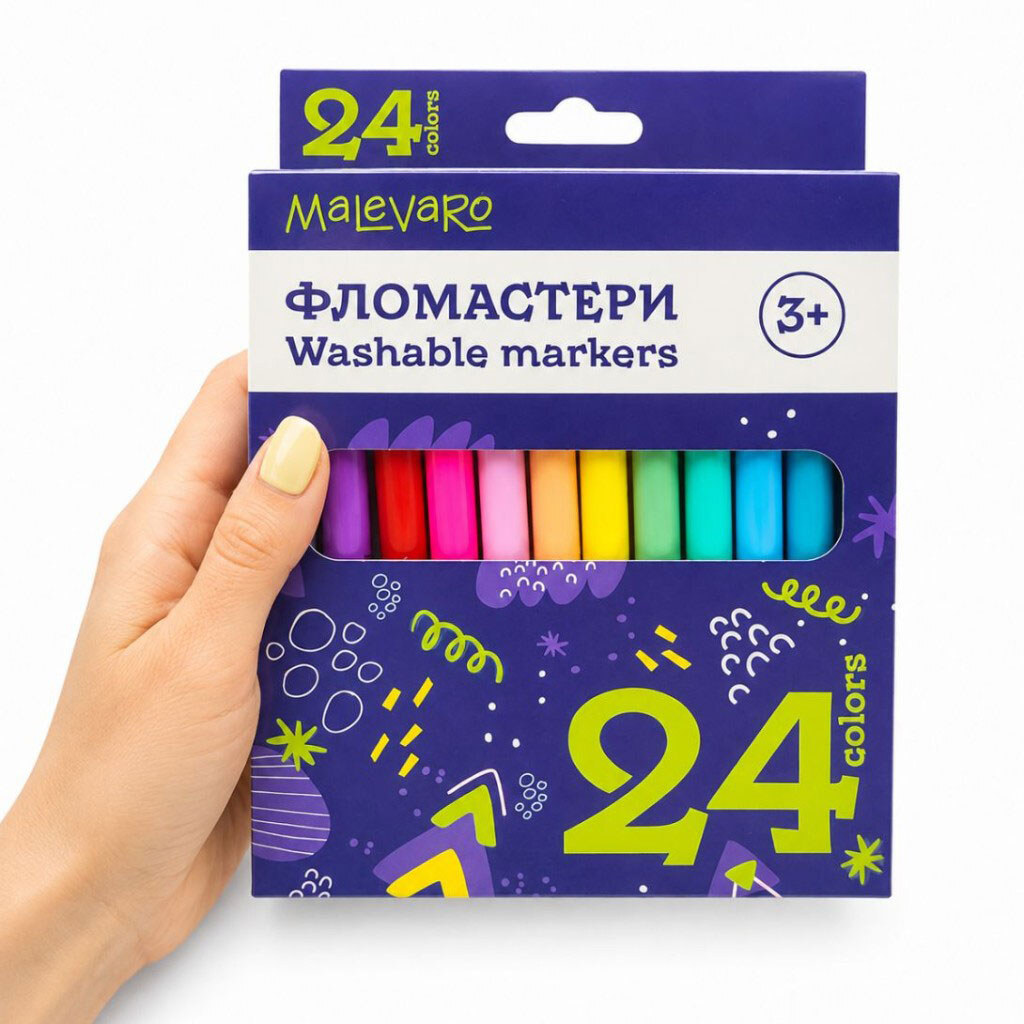 Набір фломастерів, 24 кольори, в коробці, Malevaro - № 3 Набір фломастерів, 24 кольори, в коробці, Malevaro - № 3