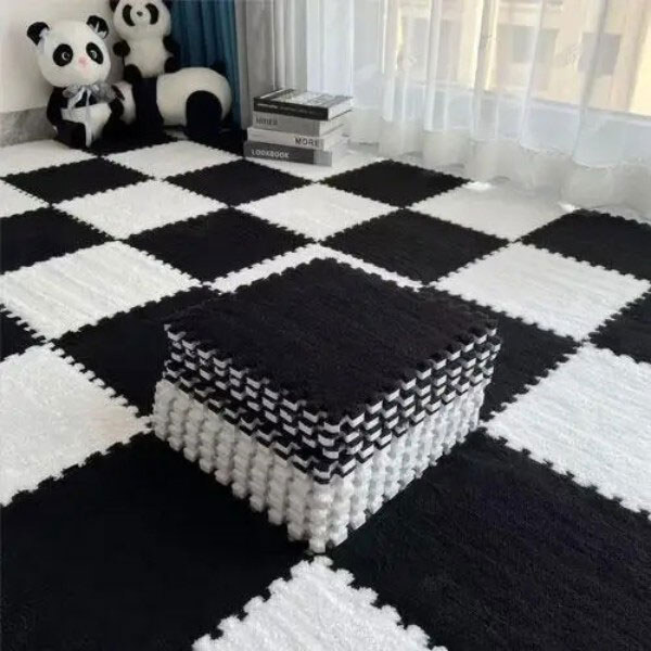 Килимок-пазл плюшевий підлоговий, 30x30см, Чорний - № 4 Килимок-пазл плюшевий підлоговий, 30x30см, Чорний - № 4