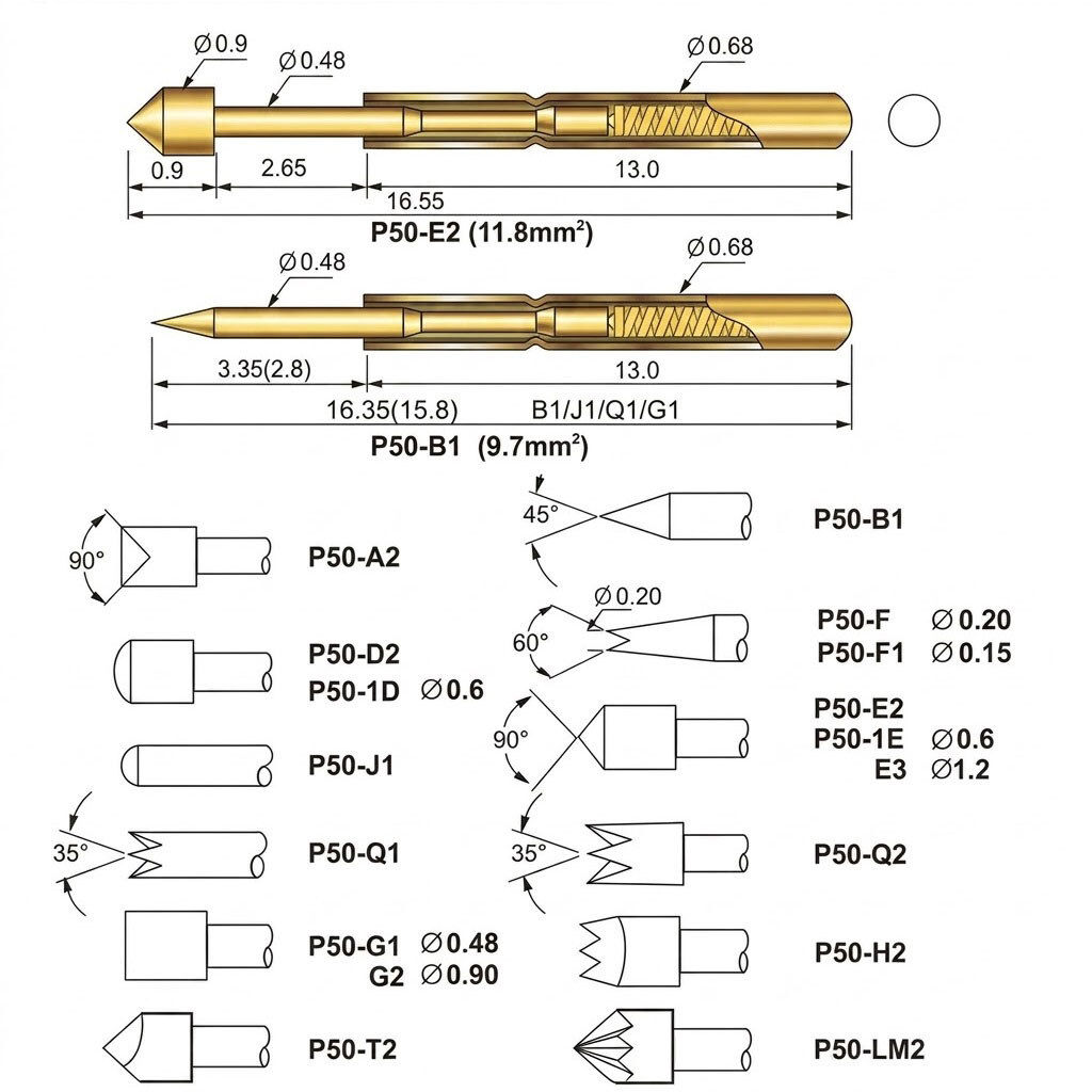 Підпружинений контакт Pogo Pin P50-B1 - № 2 Підпружинений контакт Pogo Pin P50-B1 - № 2