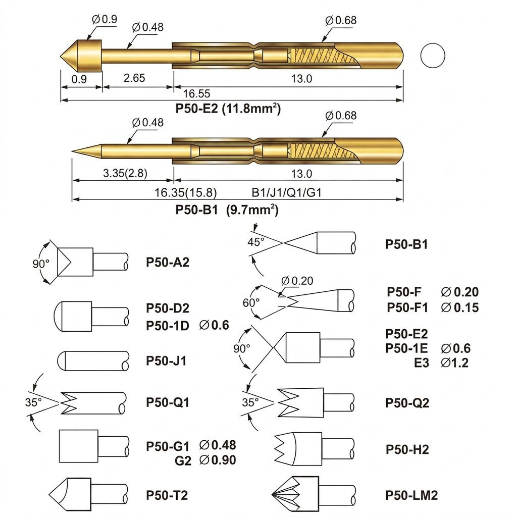 Подпружиненный контакт Pogo Pin P50-Q1 - № 2 Подпружиненный контакт Pogo Pin P50-Q1 - № 2