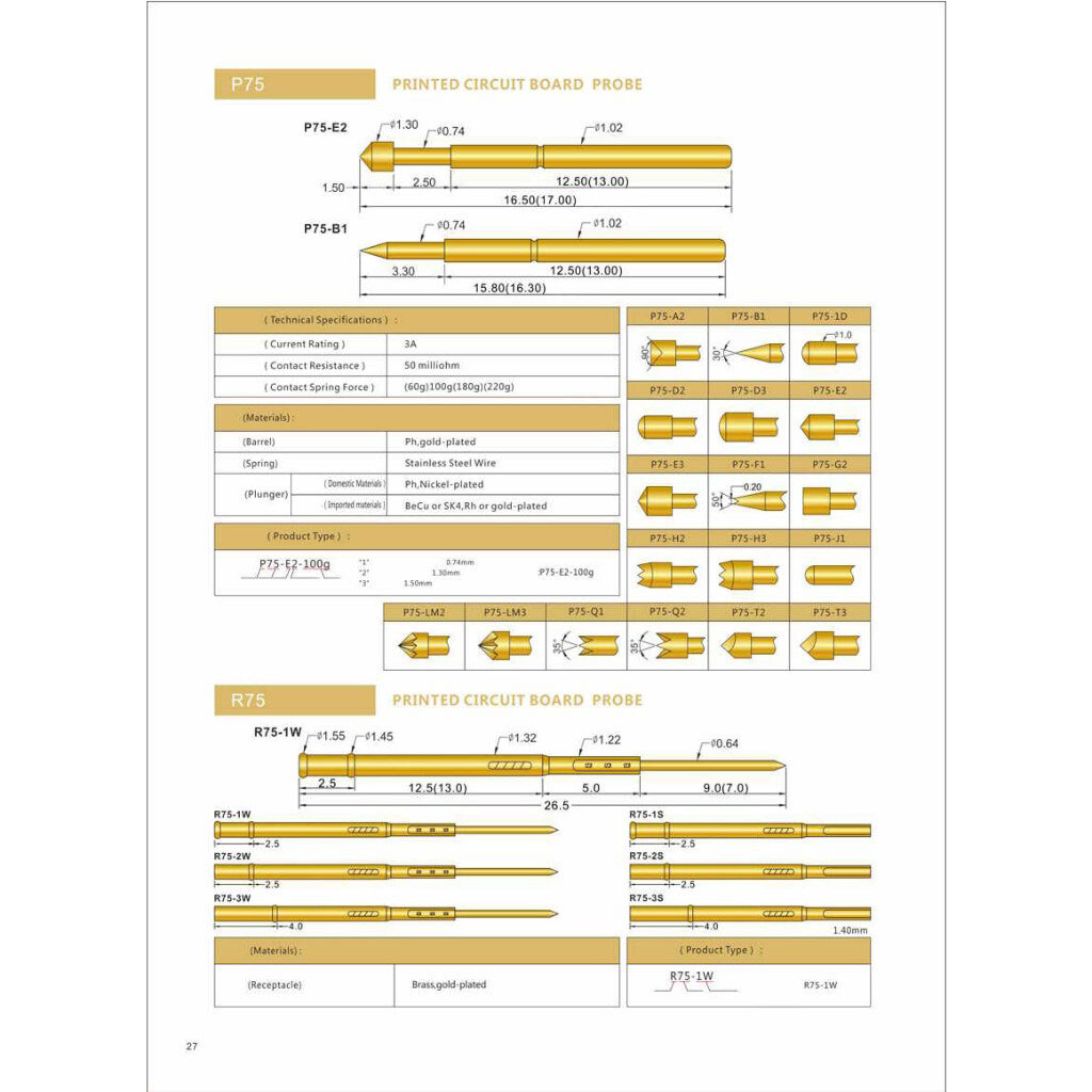 Підпружинений контакт Pogo Pin P75-Q1 - № 2 Підпружинений контакт Pogo Pin P75-Q1 - № 2
