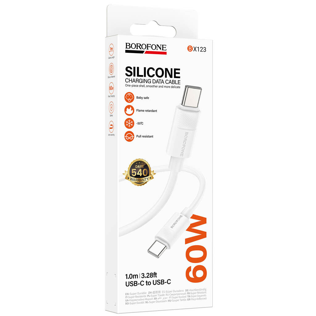 USB кабель Borofone BX123 Leya, Type-C, 1.0 м., Белый - № 4 USB кабель Borofone BX123 Leya, Type-C, 1.0 м., Белый - № 4